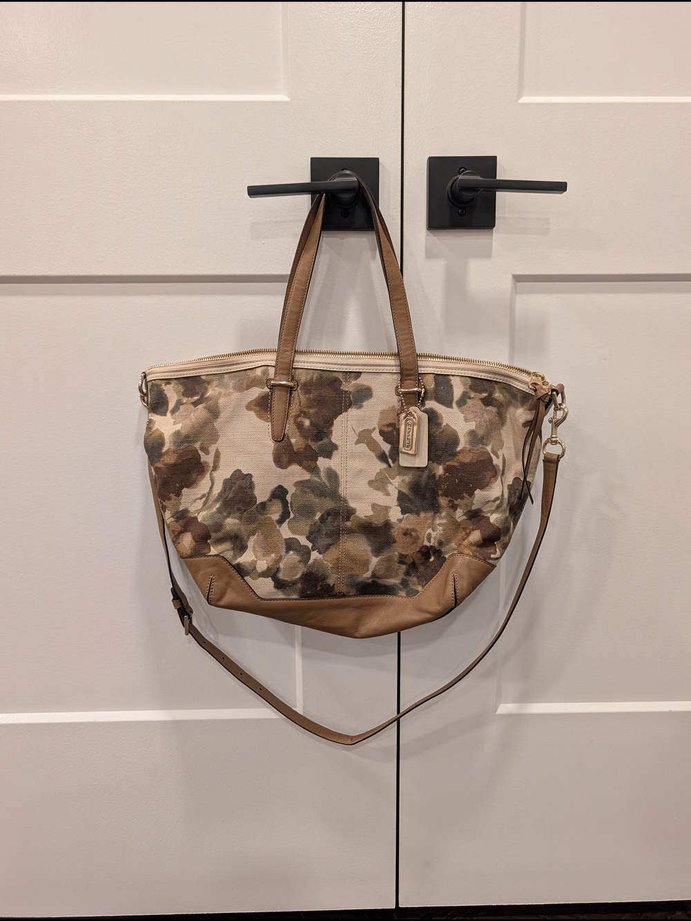 COACH Bleecker Cooper Canvas Floral Tote Bag Satchel Purse Camo Flower Print - Picture 2 of 14